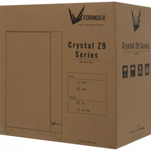 Корпус Formula Crystal Z9 белый без БП ATX 7x120mm 2xUSB3.0 audio bott PSU