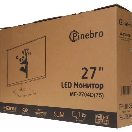 Монитор Pinebro 27" MF-2704D черный IPS LED 5ms 16:9 HDMI M/M матовая 250cd 178гр/178гр 1920x1080 75Hz VGA DP FHD 3.7кг