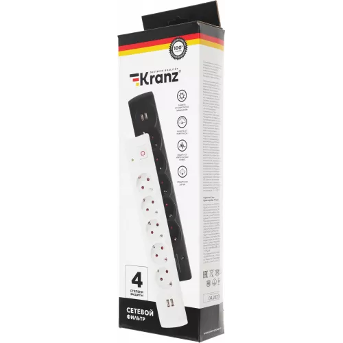 Сетевой фильтр Kranz 13-4700 3м (5 розеток) белый (коробка)