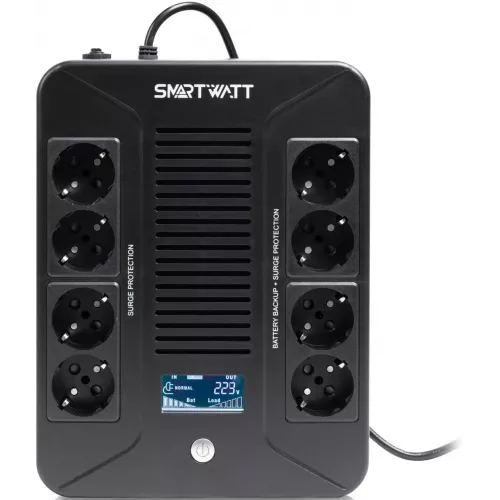 Источник бесперебойного питания Smartwatt Safe Pro LCD 360Вт 600ВА черный