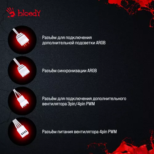 Вентилятор для корпуса Bloody BD-CF120ARGB4 ARGB 120х120x25 белый 4-pin 26дБ (BD-CF120ARGB4-WH) Ret