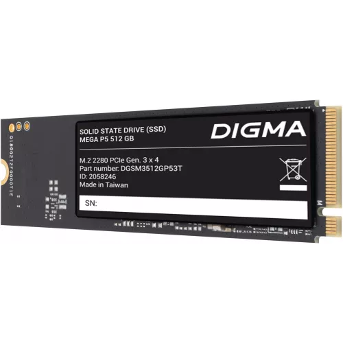 Накопитель SSD Digma PCIe 3.0 x4 512GB DGSM3512GP53T Mega P5 M.2 2280