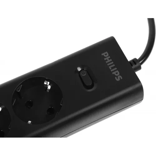 Сетевой фильтр Philips CHP2145BB/51 3м (4 розетки) черный (коробка)
