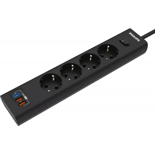 Сетевой фильтр Philips CHP8246BA/51 2м (4 розетки) черный (коробка)