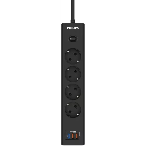 Сетевой фильтр Philips CHP8246BA/51 2м (4 розетки) черный (коробка)