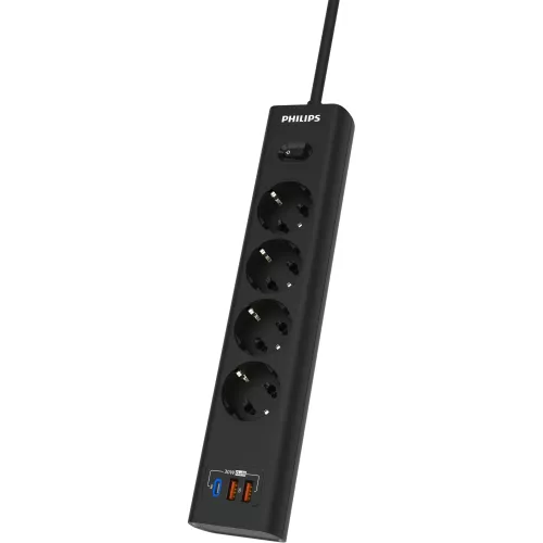 Сетевой фильтр Philips CHP8246BA/51 2м (4 розетки) черный (коробка)