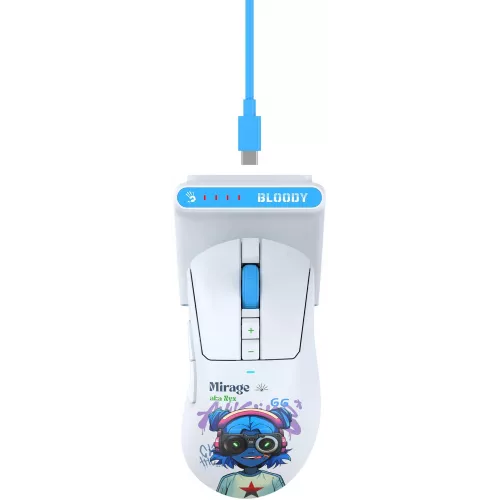 Мышь A4Tech Bloody R73 Ultra Duo белый/рисунок оптическая 20000dpi беспров. USB/USB-C 7but (R73 ULTRA DUO NYX MIRAGE)