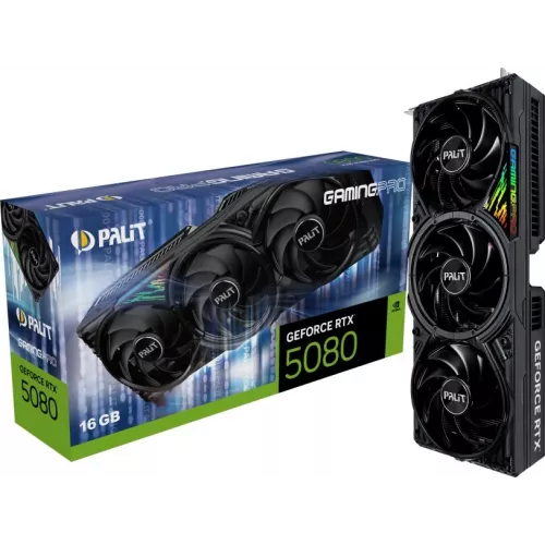 Видеокарта Palit PCI-E 5.0 PA-RTX5080 GAMINGPRO NVIDIA GeForce RTX 5080 16Gb 256bit GDDR7 2295/30000 HDMIx1 DPx3 HDCP Ret