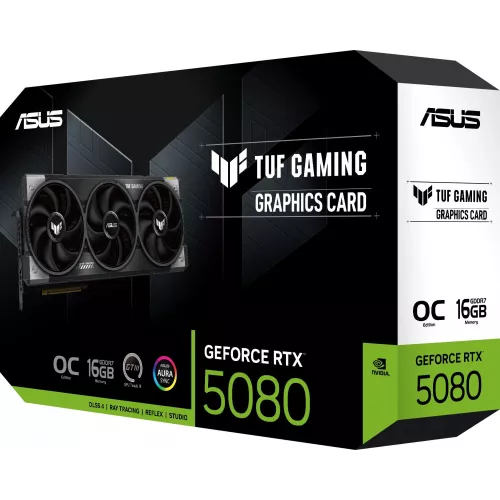 Видеокарта Asus PCI-E 5.0 TUF-RTX5080-O16G-GAMING NVIDIA GeForce RTX 5080 16Gb 256bit GDDR7 2700/30000 HDMIx2 DPx3 HDCP Ret