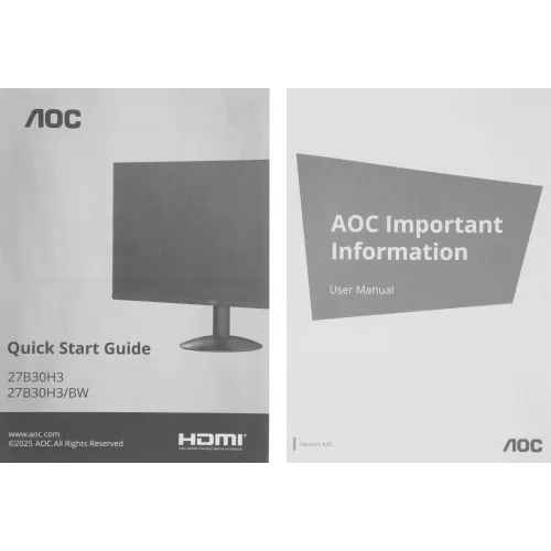 Монитор AOC 27" 27B30H3 черный IPS LED 16:9 HDMI матовая 300cd 178гр/178гр 1920x1080 120Hz VGA FHD 2.94кг