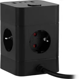 Сетевой удлинитель Buro BU-PTE4.1UC-B 1.5м (4 розетки) черный (коробка)