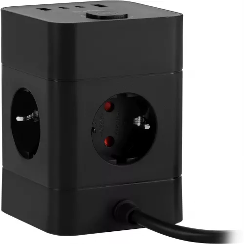 Сетевой удлинитель Buro BU-PTE4.1UC-B 1.5м (4 розетки) черный (коробка)