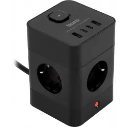 Сетевой удлинитель Buro BU-PTE4.1UC-B 1.5м (4 розетки) черный (коробка)