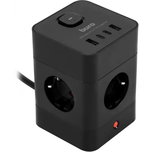 Сетевой удлинитель Buro BU-PTE4.1UC-B 1.5м (4 розетки) черный (коробка)