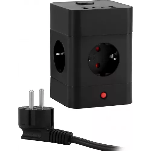 Сетевой удлинитель Buro BU-PTE4.1UC-B 1.5м (4 розетки) черный (коробка)