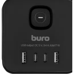 Сетевой удлинитель Buro BU-PTE4.1UC-B 1.5м (4 розетки) черный (коробка)
