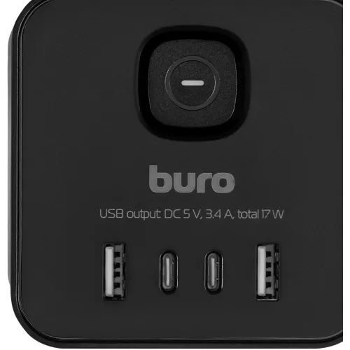 Сетевой удлинитель Buro BU-PTE4.1UC-B 1.5м (4 розетки) черный (коробка)