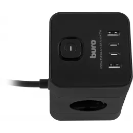 Сетевой удлинитель Buro BU-PTE4.1UC-B 1.5м (4 розетки) черный (коробка)