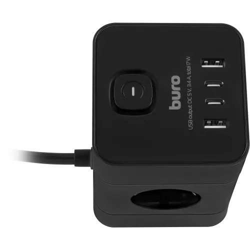 Сетевой удлинитель Buro BU-PTE4.1UC-B 1.5м (4 розетки) черный (коробка)