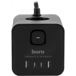Сетевой удлинитель Buro BU-PTE4.1UC-B 1.5м (4 розетки) черный (коробка)