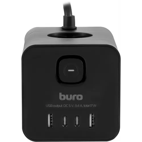 Сетевой удлинитель Buro BU-PTE4.1UC-B 1.5м (4 розетки) черный (коробка)
