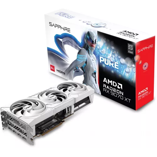 Видеокарта Sapphire PCI-E 5.0 11348-02-20G PURE AMD RADEON RX 9070 XT GAMING OC 16GB DUAL AMD Radeon RX 9070XT 16Gb 256bit GDDR6 2460/20000 HDMIx2 DPx2 HDCP Ret