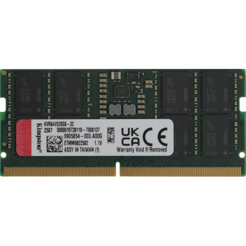 Память DDR5 32GB 6400MHz Kingston KVR64V52BS8-32 Valueram RTL PC5-51200 CL52 SO-DIMM 262-pin 1.1В single rank Ret