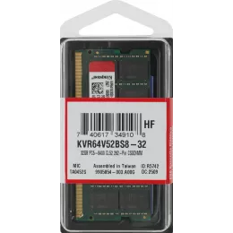 Память DDR5 32GB 6400MHz Kingston KVR64V52BS8-32 Valueram RTL PC5-51200 CL52 SO-DIMM 262-pin 1.1В single rank Ret