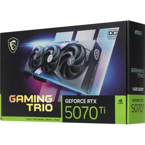 Видеокарта MSI PCI-E 5.0 RTX 5070 TI 16G GAMING TRIO OC NVIDIA GeForce RTX 5070TI 16Gb 256bit GDDR7 2572/28000 HDMIx1 DPx3 HDCP Ret