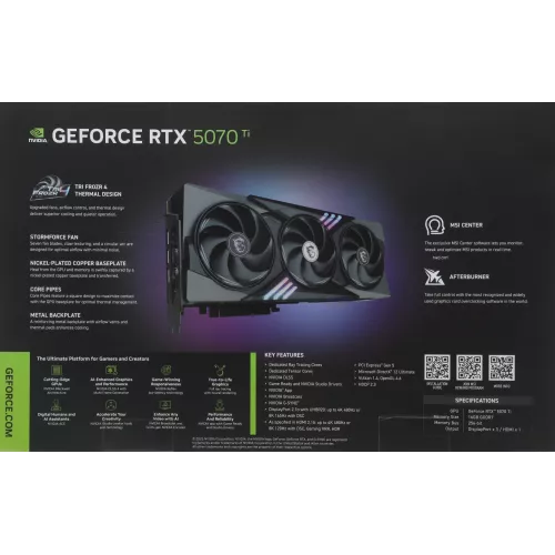Видеокарта MSI PCI-E 5.0 RTX 5070 TI 16G GAMING TRIO OC NVIDIA GeForce RTX 5070TI 16Gb 256bit GDDR7 2572/28000 HDMIx1 DPx3 HDCP Ret