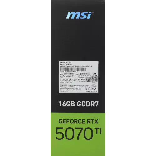 Видеокарта MSI PCI-E 5.0 RTX 5070 TI 16G GAMING TRIO OC NVIDIA GeForce RTX 5070TI 16Gb 256bit GDDR7 2572/28000 HDMIx1 DPx3 HDCP Ret
