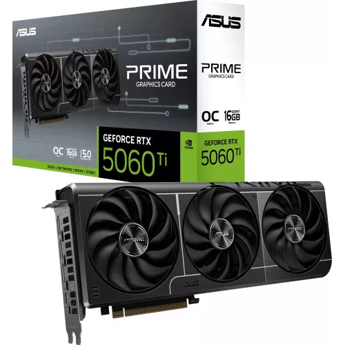 Видеокарта Asus PCI-E 5.0 PRIME-RTX5060TI-O16G NVIDIA GeForce RTX 5060TI 16Gb 128bit GDDR7 2617/28000 HDMIx1 DPx3 HDCP Ret