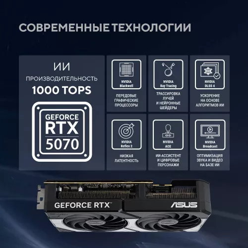 Видеокарта Asus PCI-E 5.0 DUAL-RTX5070-O12G NVIDIA GeForce RTX 5070 12Gb 192bit GDDR7 2542/28000 HDMIx1 DPx3 HDCP Ret