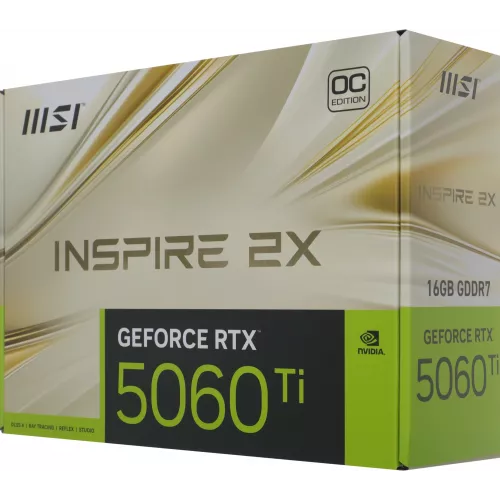 Видеокарта MSI PCI-E 5.0 RTX 5060 TI 16G INSPIRE 2X OC NVIDIA GeForce RTX 5060TI 16Gb 128bit GDDR7 2617/28000 HDMIx1 DPx3 HDCP Ret