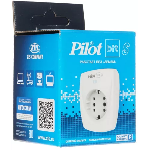 Сетевой фильтр Pilot Bit S (GP) (1 розетка) серый (коробка)