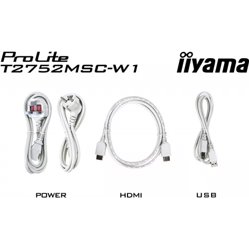 Монитор Iiyama 27" ProLite T2752MSC-W1 белый IPS LED 16:9 HDMI M/M глянцевая 1000:1 400cd 178гр/178гр 1920x1080 60Hz DP FHD USB Touch 6.7кг
