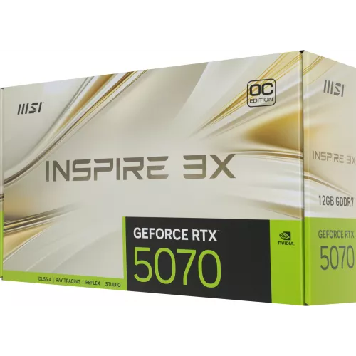 Видеокарта MSI PCI-E 5.0 RTX 5070 12G INSPIRE 3X OC NVIDIA GeForce RTX 5070 12Gb 192bit GDDR7 2542/28000 HDMIx1 DPx3 HDCP Ret