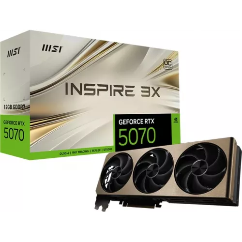Видеокарта MSI PCI-E 5.0 RTX 5070 12G INSPIRE 3X OC NVIDIA GeForce RTX 5070 12Gb 192bit GDDR7 2542/28000 HDMIx1 DPx3 HDCP Ret