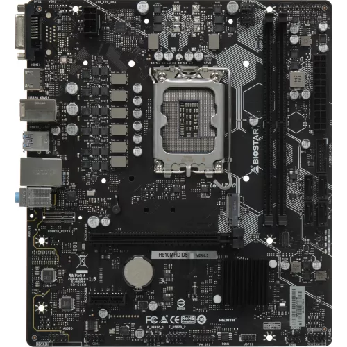 Материнская плата Biostar H610MHD D5 Soc-1700 Intel H610 2xDDR5 mATX AC`97 8ch(7.1) GbLAN+DVI+HDMI