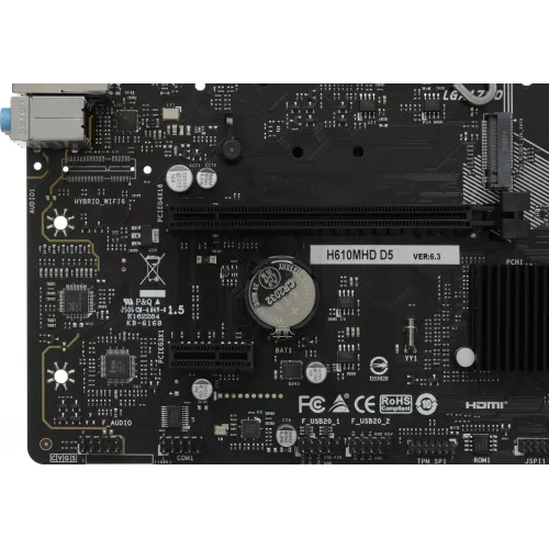 Материнская плата Biostar H610MHD D5 Soc-1700 Intel H610 2xDDR5 mATX AC`97 8ch(7.1) GbLAN+DVI+HDMI