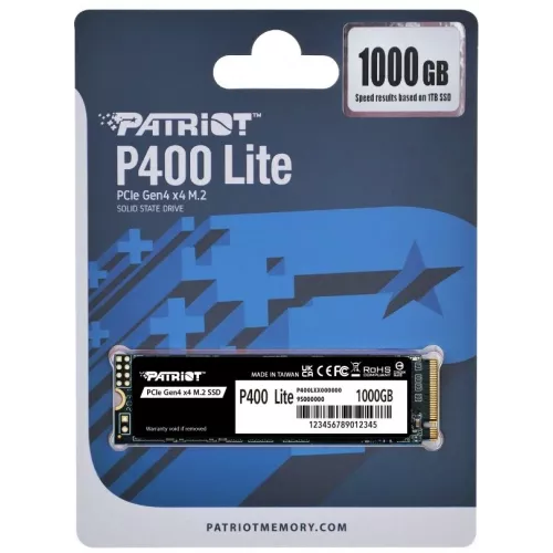 Накопитель SSD Patriot PCIe 4.0 x4 1TB P400LP1KGM28H P400 Lite M.2 2280