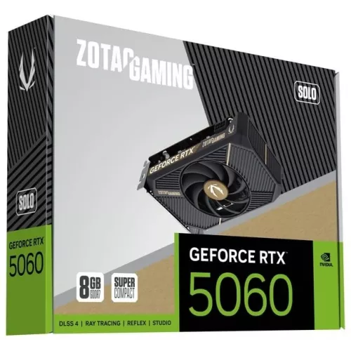 Видеокарта Zotac PCI-E 5.0 RTX 5060 SOLO NVIDIA GeForce RTX 5060 8Gb 128bit GDDR7 2497/28000 HDMIx1 DPx3 HDCP Ret