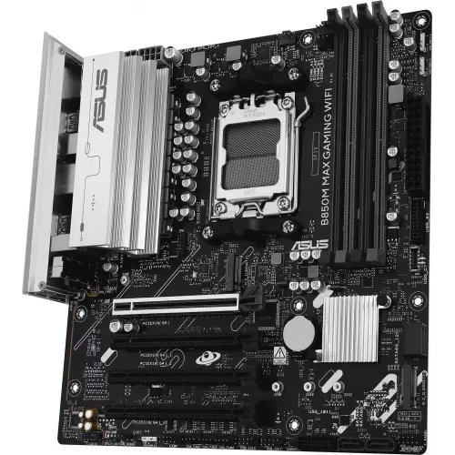 Материнская плата Asus B850M MAX GAMING WIFI Socket AM5 AMD B850 4xDDR5 mATX AC`97 8ch(7.1) GbLAN RAID+HDMI+DP