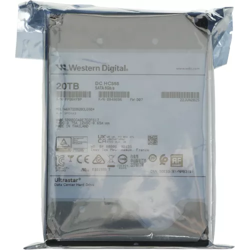 Жесткий диск WD SATA-III 20TB 0B48696 WUH722020CLE604 Ultrastar DC HC555 512E (7200rpm) 512Mb 3.5"