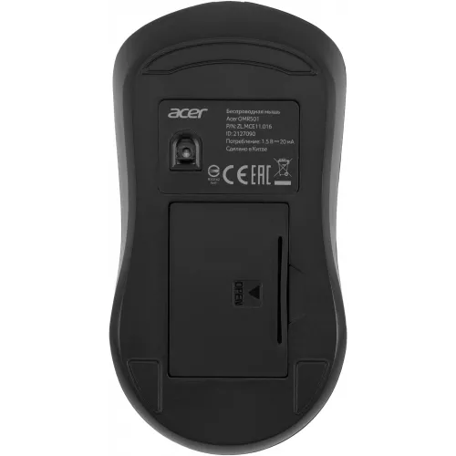 Мышь Acer OMR501 черный оптическая 1600dpi silent беспров. USB 4but (ZL.MCE11.016)