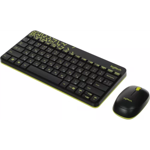 Клавиатура + мышь Logitech MK240 клав:черный/желтый мышь:черный/желтый USB беспроводная slim Multimedia (920-008198)