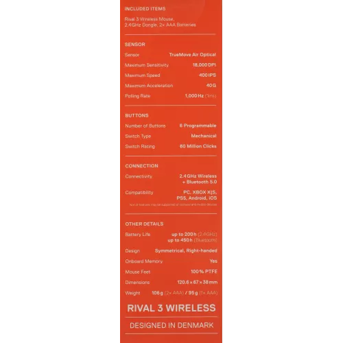 Мышь Steelseries Rival WL Gen 2 черный оптическая 18000dpi беспров. BT/Radio USB 5but (62523)