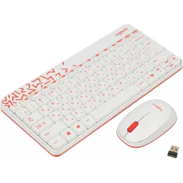 Клавиатура + мышь Logitech MK240 клав:белый/красный мышь:белый/красный USB беспроводная slim Multimedia (920-008160)