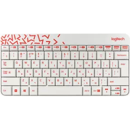 Клавиатура + мышь Logitech MK240 клав:белый/красный мышь:белый/красный USB беспроводная slim Multimedia (920-008160)