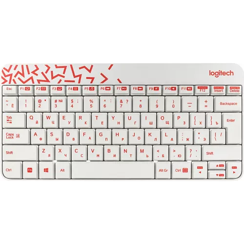 Клавиатура + мышь Logitech MK240 клав:белый/красный мышь:белый/красный USB беспроводная slim Multimedia (920-008160)